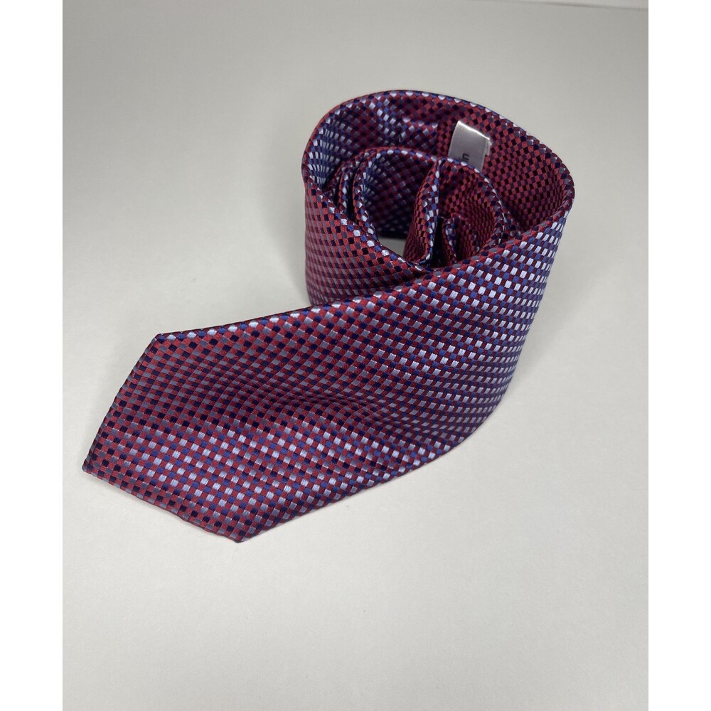 PIERRE CARDIN Hand Made 100% Polyester Men’s Tie Burgundy, Blue, Grey